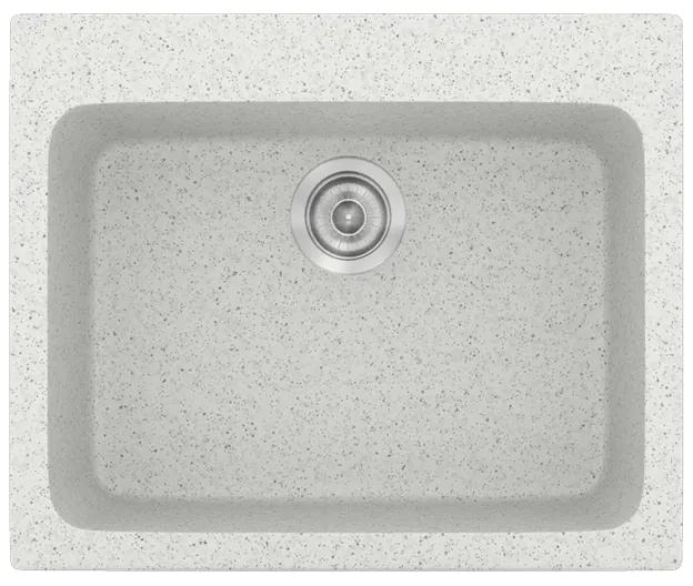 Νεροχύτης Κουζίνας Συνθετικός Granite White 60*50 εκ. Ένθετος Eρμάριο 60 εκ. Sanitec Harmony 331