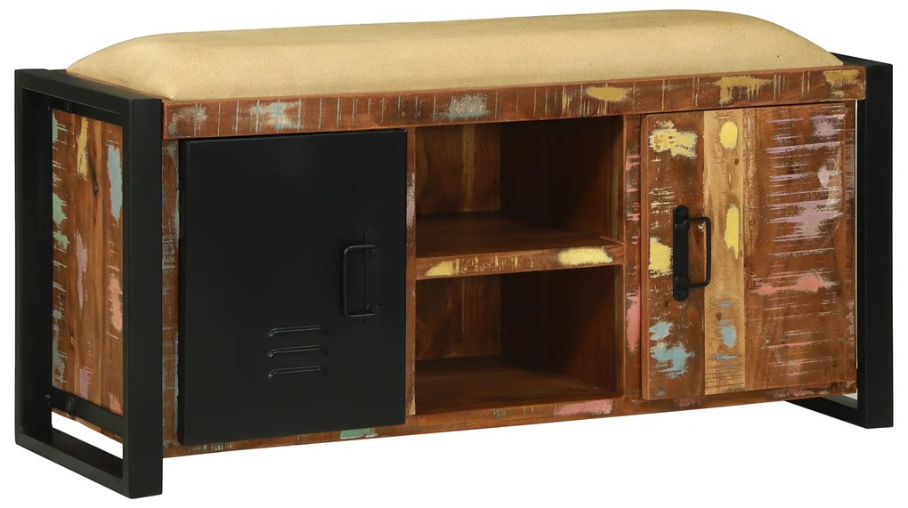 vidaXL Παγκάκι Επίπλου Πολύχρωμο 100x35x50 εκ. Στέρεο Ξύλο Ανακυκλωμένο