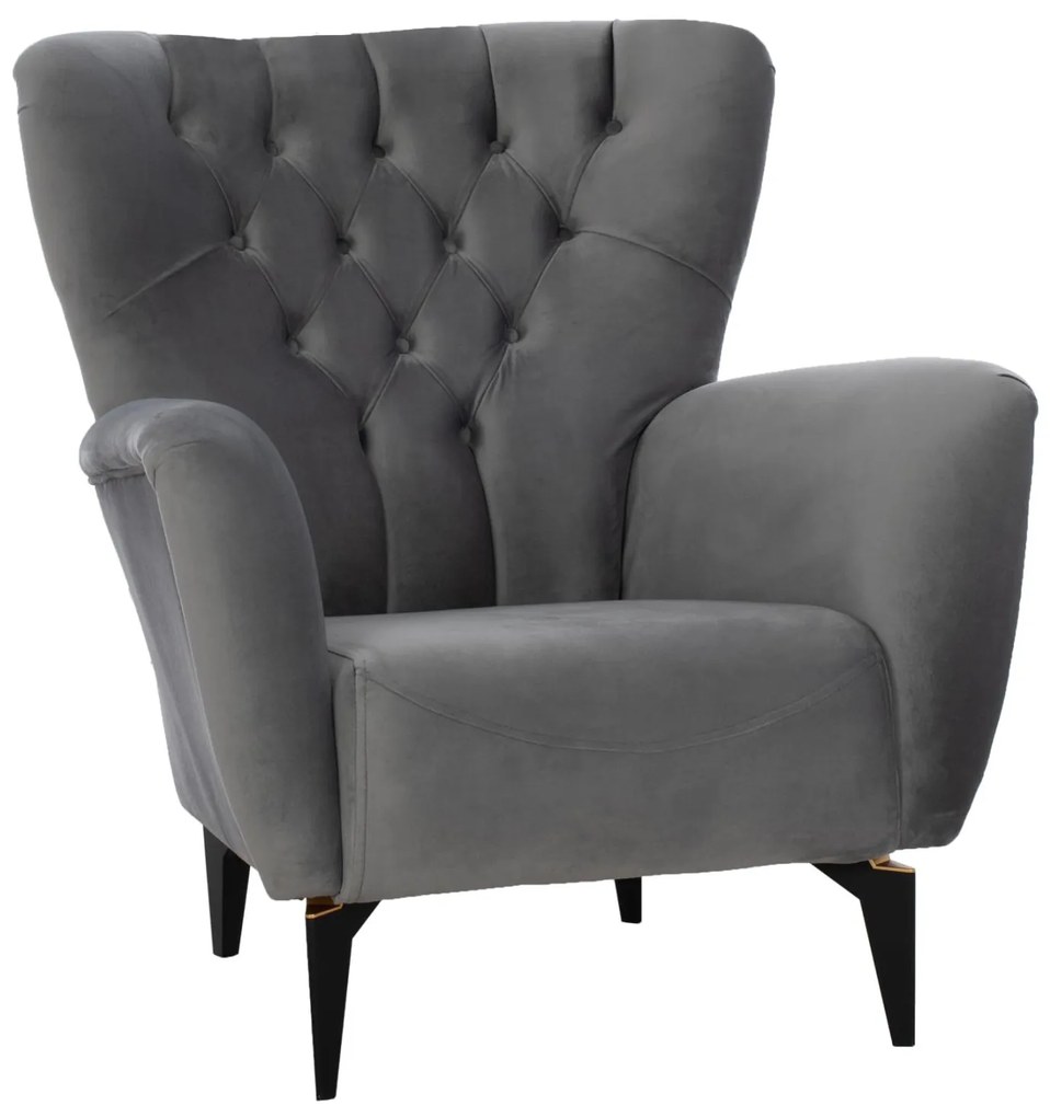 ΠΟΛΥΘΡΟΝΑ ΜΠΕΡΖΕΡΑ Τ. CHESTERFIELD ΒΕΛΟΥΔΟ ΓΚΡΙ 87x88x100 εκ. 87x88x100 εκ.