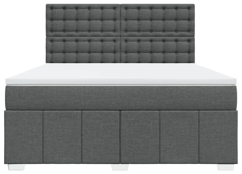 vidaXL Κρεβάτι Boxspring με Στρώμα Σκούρο Γκρι 180x200 εκ Υφασμάτιν