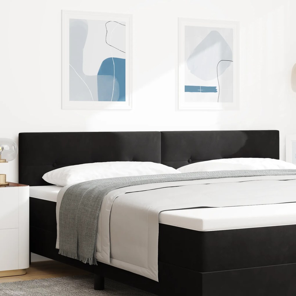 vidaXL LED Κεφαλάρι με Κουμπιά Μαύρο 100 εκ Βελούδο