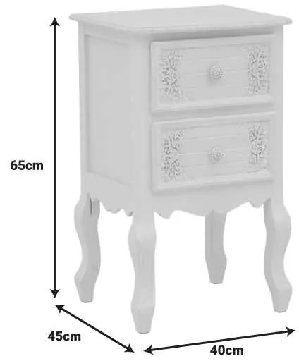 Συρταριέρα Pazlen Inart mdf σε λευκή αντικέ απόχρωση 40x45x65εκ