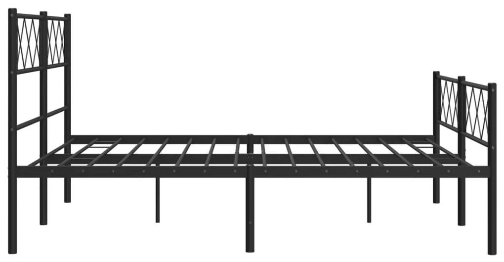 Πλαίσιο Κρεβατιού με Κεφαλάρι&amp;Ποδαρικό Μαύρο 120x190εκ. Μέταλλο - Μαύρο