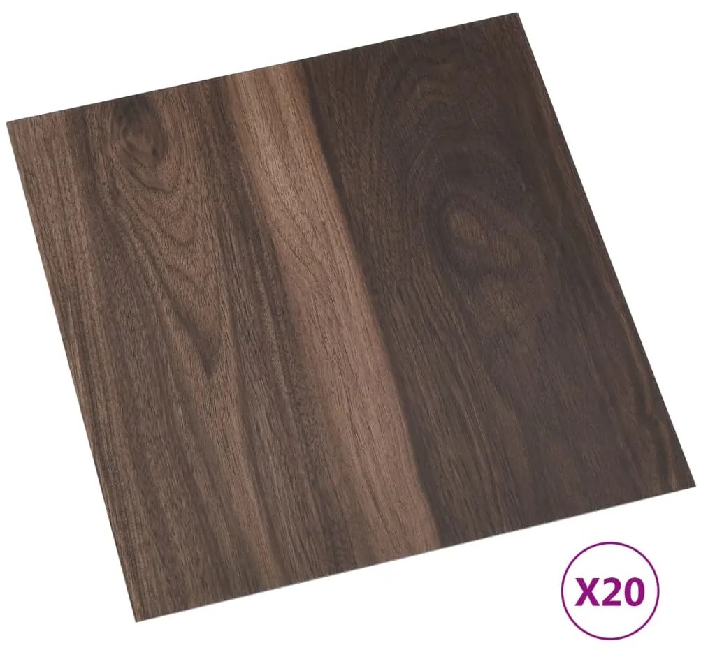 vidaXL Δάπεδο Αυτοκόλλητο Σκούρο Καφέ 20 Τεμαχίων 1,86 μ² από PVC