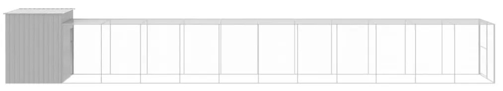 vidaXL Σπιτάκι Σκύλου με Αυλή Αν. Γκρι 214x1273x181εκ. Γαλβαν. Χάλυβας