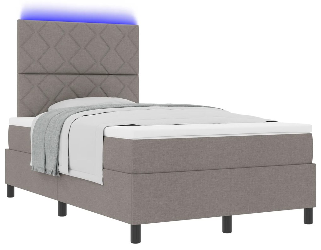 vidaXL Κρεβάτι με ελατήρια και στρώμα & LED σε ταουπέ, 120 x 200 εκ. Υφάσματος