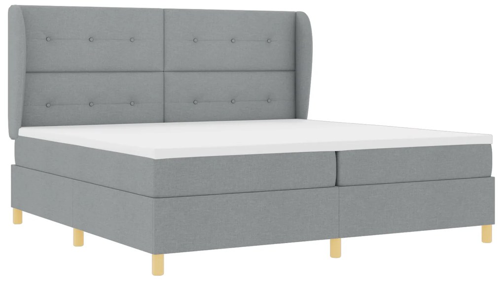 vidaXL Κρεβάτι Box Spring με Στρώμα σε Ανοιχτό Γκρι, 200x200 εκ, Ύφασμα