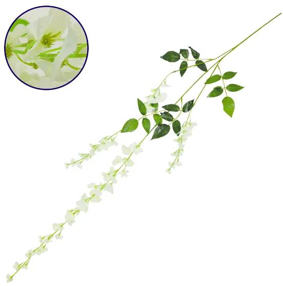 GloboStar® 09032 Τεχνητό Κρεμαστό Φυτό Διακοσμητική Γιρλάντα Μήκους 1.1 μέτρων με 3 X Κλαδιά Βιστέρια Λευκή