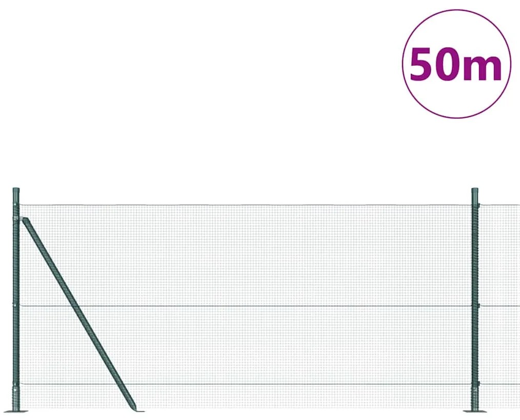vidaXL Φράχτης με Στήλες. Πράσινο 1 x 50 m Ατσάλι