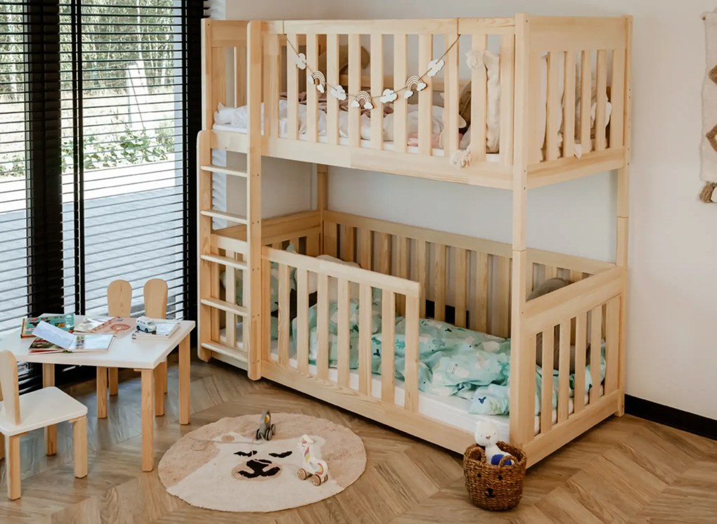 Κουκέτα  Montessori Konrad με Κάγκελα 54cm από μασίφ ξύλο Natural 90×200cm (Δώρο 10% Έκπτωση στα Στρώματα)