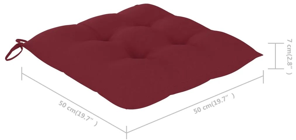 vidaXL Μαξιλάρια Καρέκλας 4 τεμ. Μπορντό 50 x 50 x 7 εκ. Υφασμάτινα