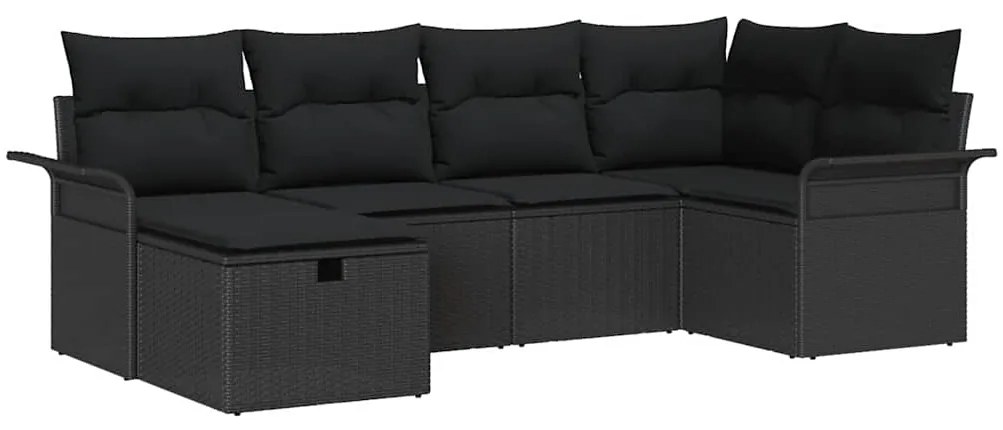 vidaXL Σετ Καναπέ Κήπου 6 pcs Μαύρο 242.5 x 132.5 x 85 εκ. Πολυ ράταν