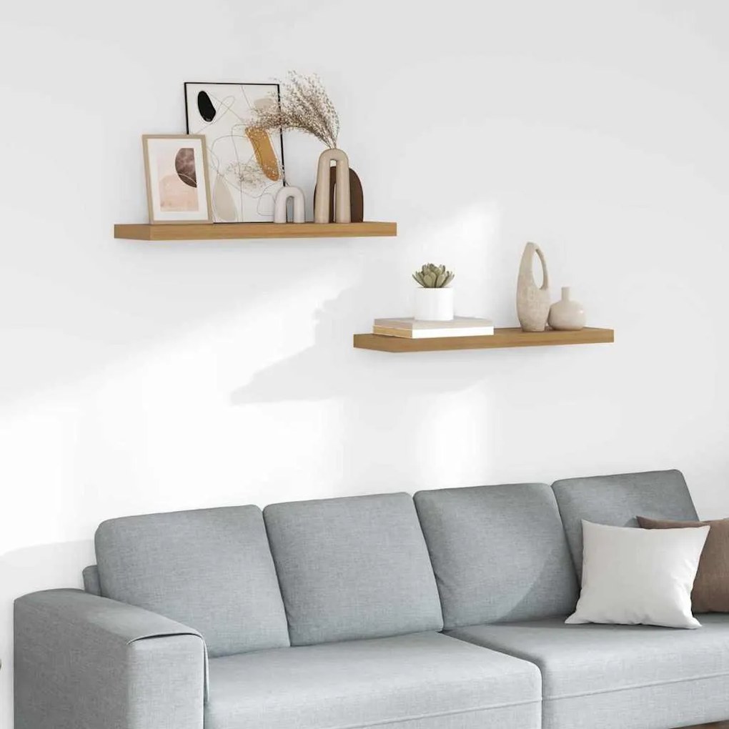 Ράφι Τοίχου 2 pcs Καφέ 90 x 23,5 x 4 εκ Επεξεργασμένο ξύλο