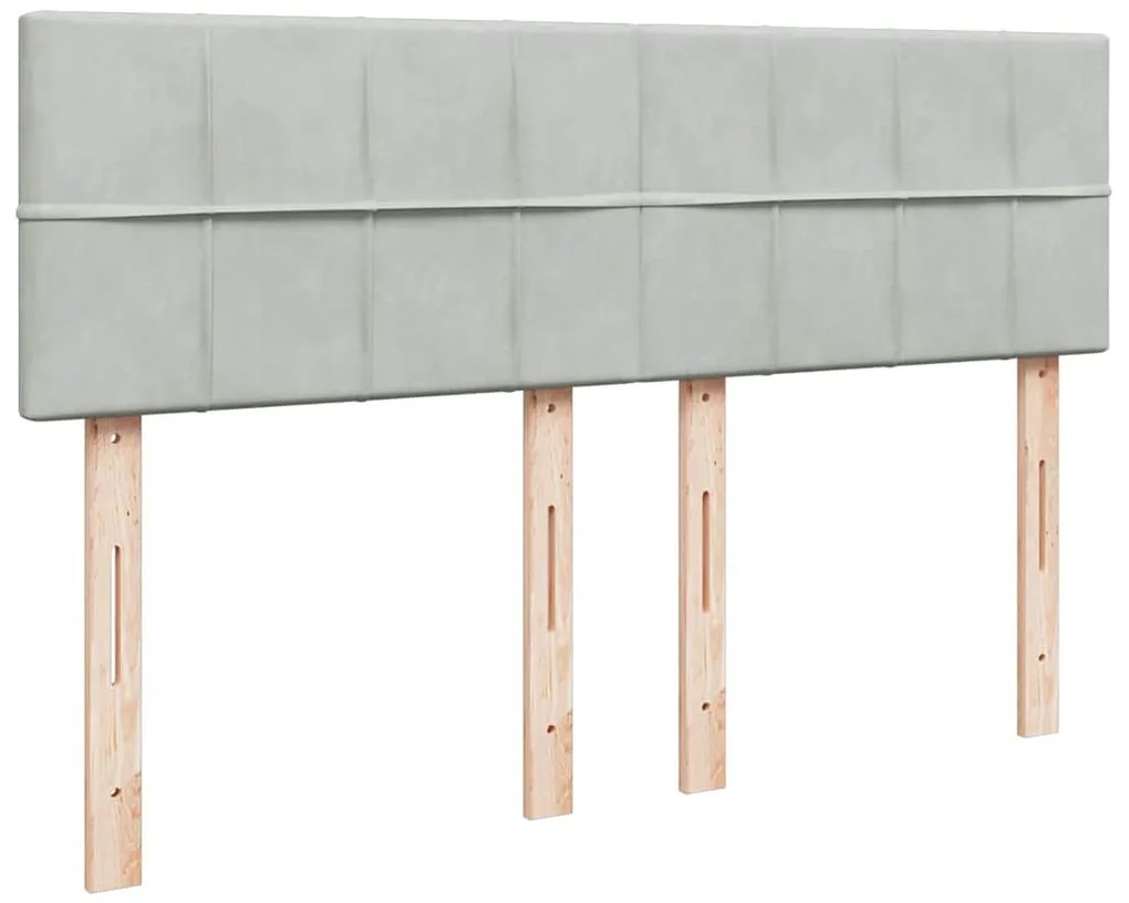 vidaXL Κρεβάτι Boxspring με Στρώμα Ανοιχτό Γκρι 140x200 εκ. Βελούδινο