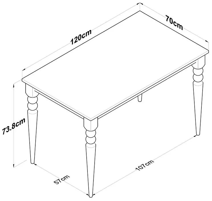 Τραπέζι Rosette φυσικό-λευκό 120x70x73.8εκ 120x70x73.8 εκ.