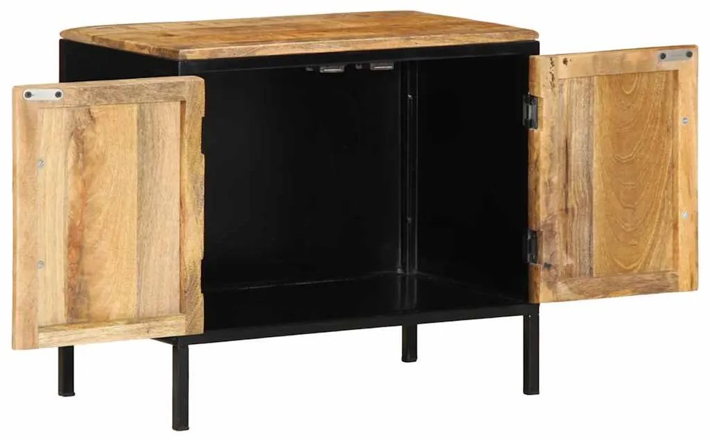 vidaXL Κομοδίνο Καφέ και Μαύρο 50 x 30 x 45 εκ Στερεό ξύλο μάνγκο