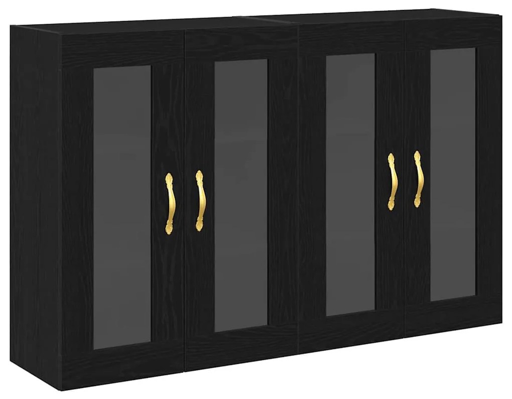 vidaXL Επιτοίχιο ντουλάπι 2 pcs Μαύρη δρυς 69.5 x 34 x 90 εκ.
