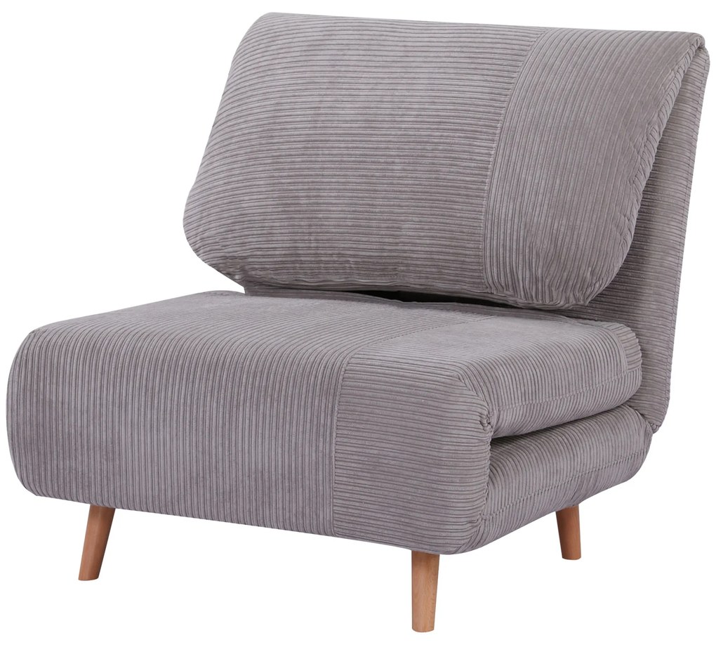 HOMCOM Πολυθρόνα-Κρεβάτι 2-σε-1, Καναπές-Κρεβάτι, έως 200 kg, Ρυθμιζόμενο προσκέφαλο, Υφή κοτλέ 82 cm x 89 cm x 83 cm Γκρι