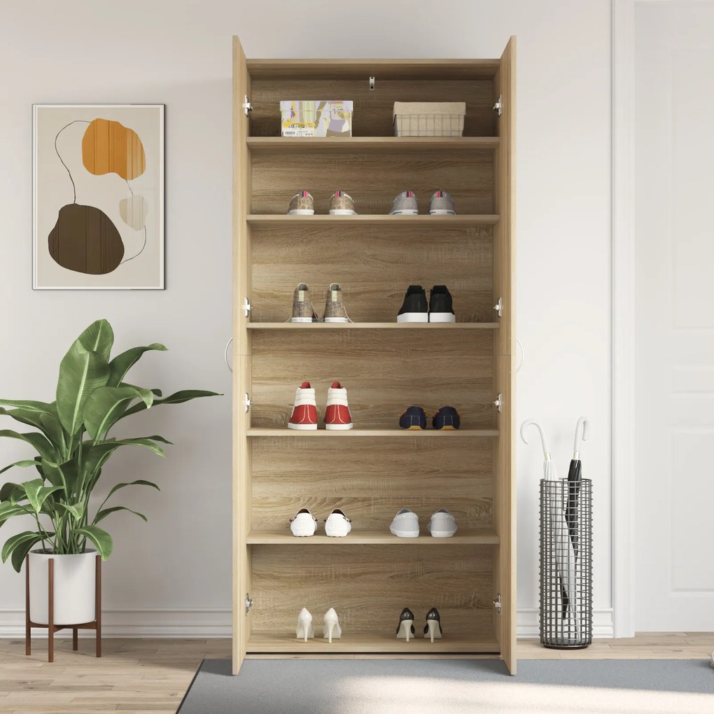 vidaXL Ντουλάπα Παπουτσιών Σονόμα 80x35,5x180 εκ Επεξεργασμένο Ξύλο
