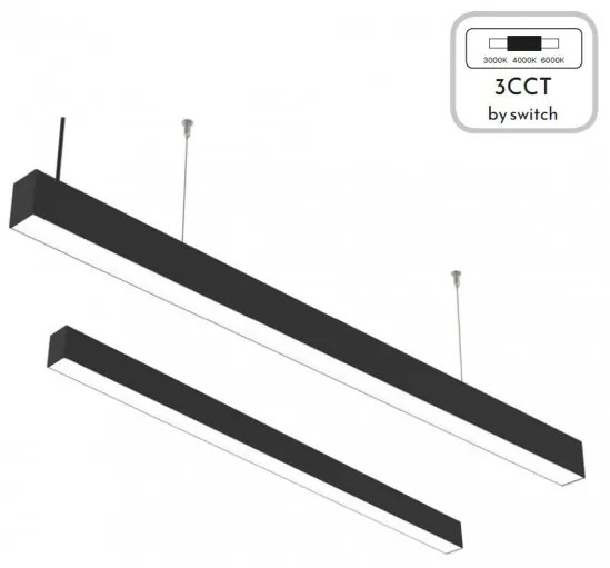 Γραμμικό Φωτιστικό LED 30W 3CCT By Switch Αλουμίνιο Inlight 6072-90-BL Μαύρο