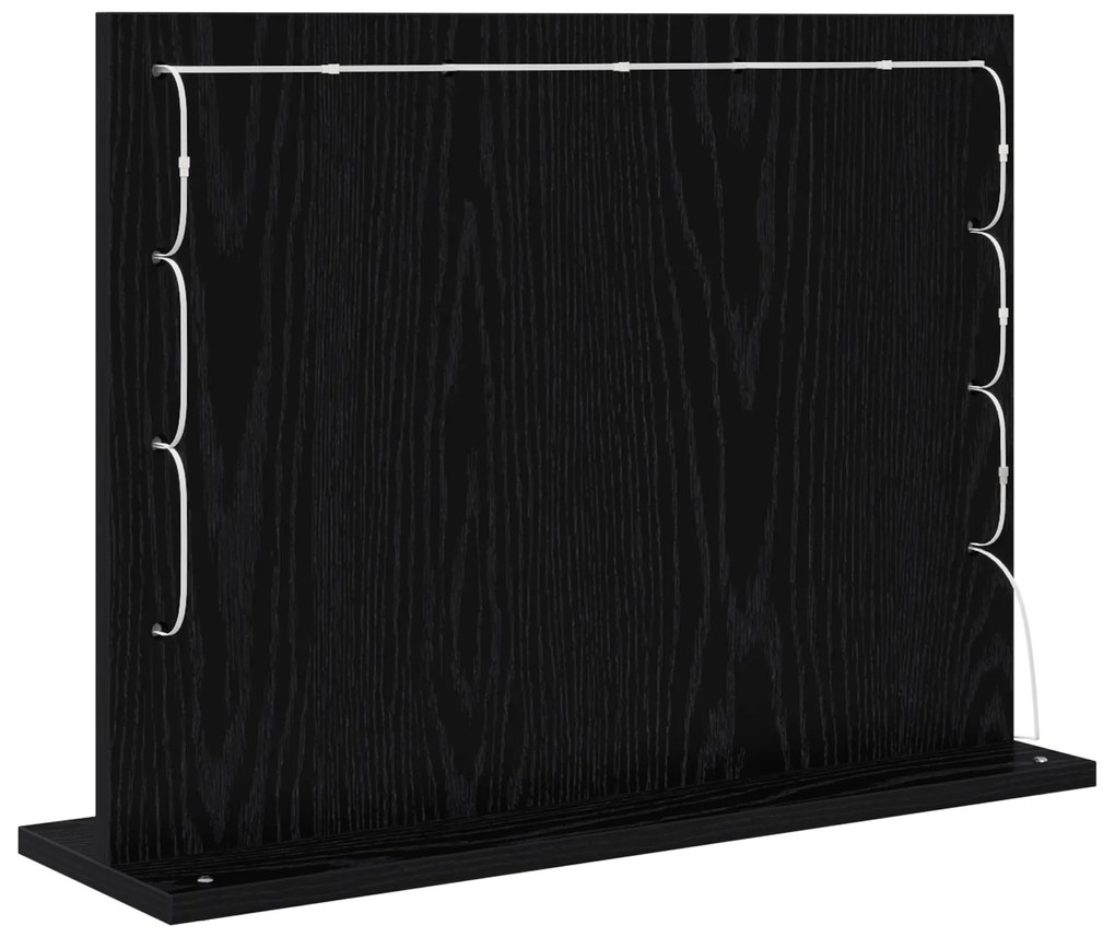vidaXL Καθρέφτης Vanity με Φώτα LED Μαύρη Δρυς 60x45x18 εκ.