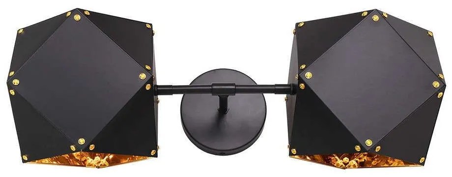 Φωτιστικό Τοίχου - Απλίκα Welles 00795 2xE14 52x21x17cm Black-Gold GloboStar