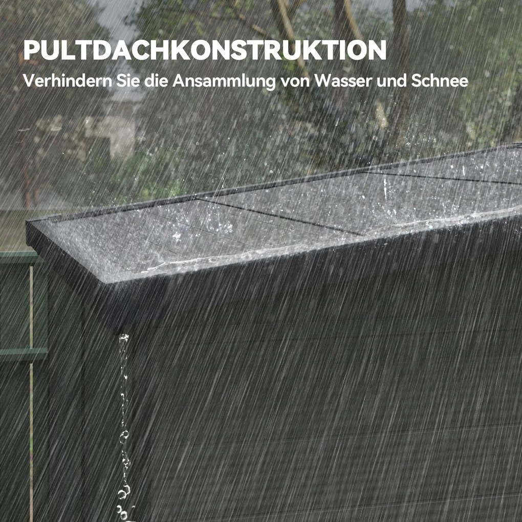 Outsunny Αποθήκη κήπου 1,9 x 1,9 m, αποθήκη εργαλείων από πλαστικό, κλειδώσιμες πόρτες, 2 αεραγωγοί, σκούρο γκρι