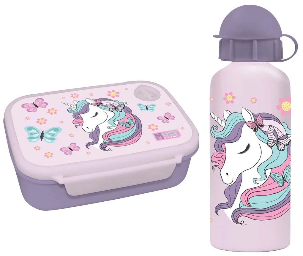 Φαγητοδοχείο 800ml &amp; Παγούρι 500ml  Must Lovely Unicorn 000586459