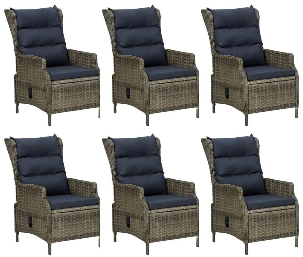 vidaXL Σετ Τραπεζαρίας Κήπου 7 Τεμαχίων Καφέ από Συνθετικό Ρατάν