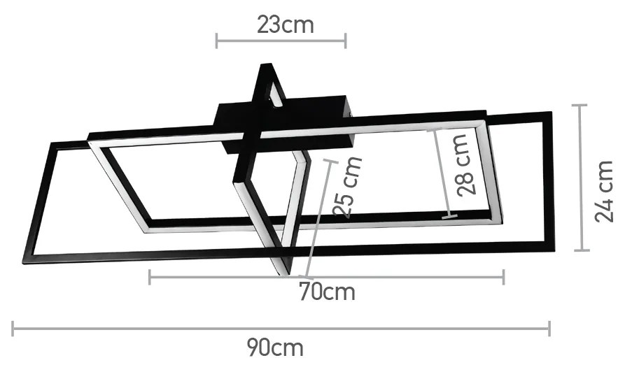Πλαφονιέρα οροφής LED 35W 3000Κ σε μαύρη απόχρωση D:90cm (6055-BL) - Αλουμίνιο - 6055-BL