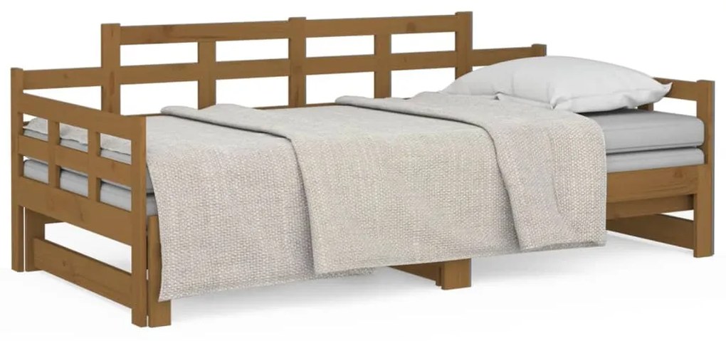 vidaXL Καναπές Κρεβάτι Συρόμενος Μελί 2x(90x190) εκ. από Μασίφ Πεύκο