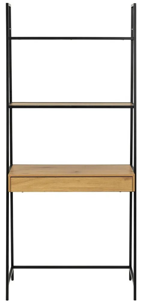 Τραπέζι γραφείου Oakland H166, Με συρτάρια, 71x77x36cm, Μαύρο, Άγρια δρυς
