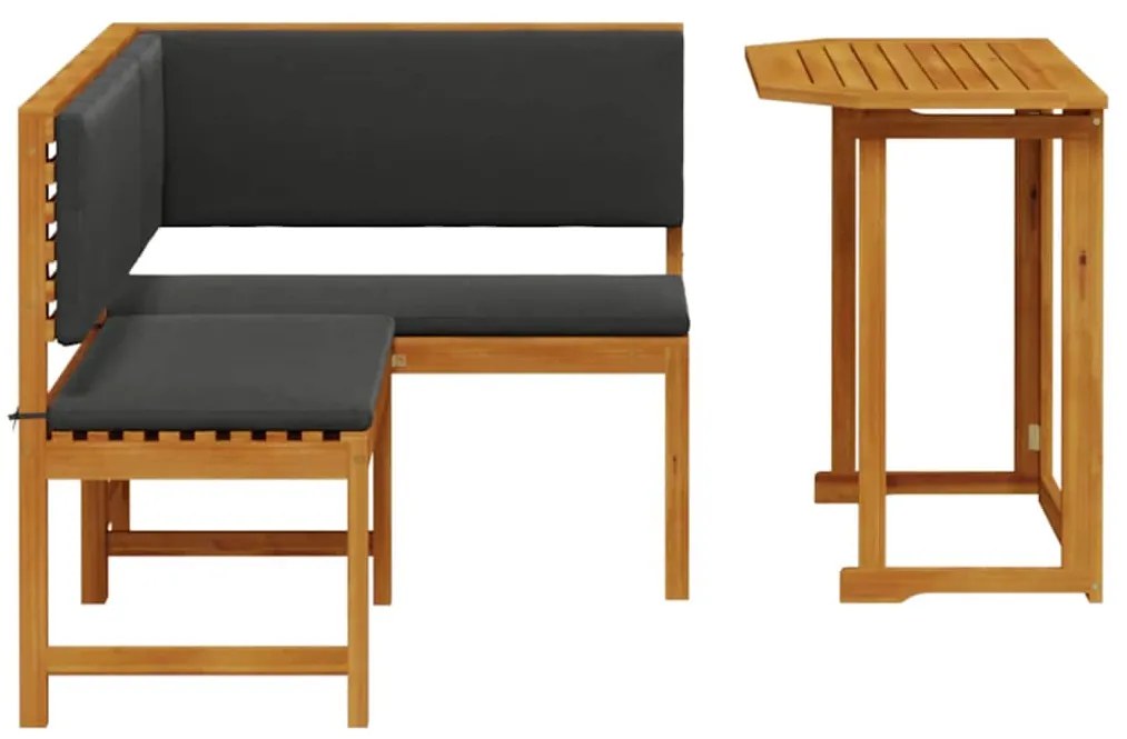 vidaXL Σετ Παγκάκι Κήπου 2 pcs Καφέ Στερεό Ξύλο Ακακίας