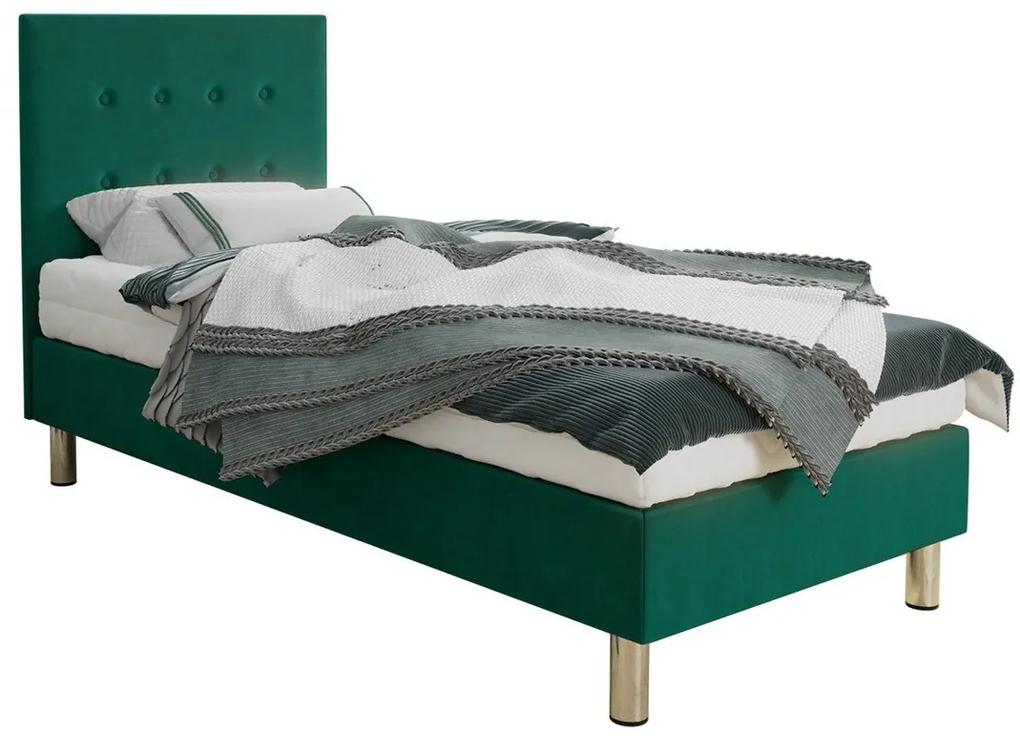 Κρεβάτι continental Logan 100, Continental, Μονόκλινο, Πράσινο, 90x200, Ταπισερί, Τάβλες για Κρεβάτι, 90x204x115cm, 57 kg, Στρώμα: Ναι | Epipla1.gr