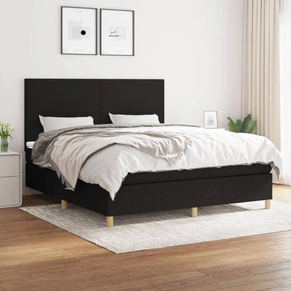 ΚΡΕΒΑΤΙ BOXSPRING ΜΕ ΣΤΡΩΜΑ ΜΑΥΡΟ 180X200 ΕΚ. ΥΦΑΣΜΑΤΙΝΟ 3142195