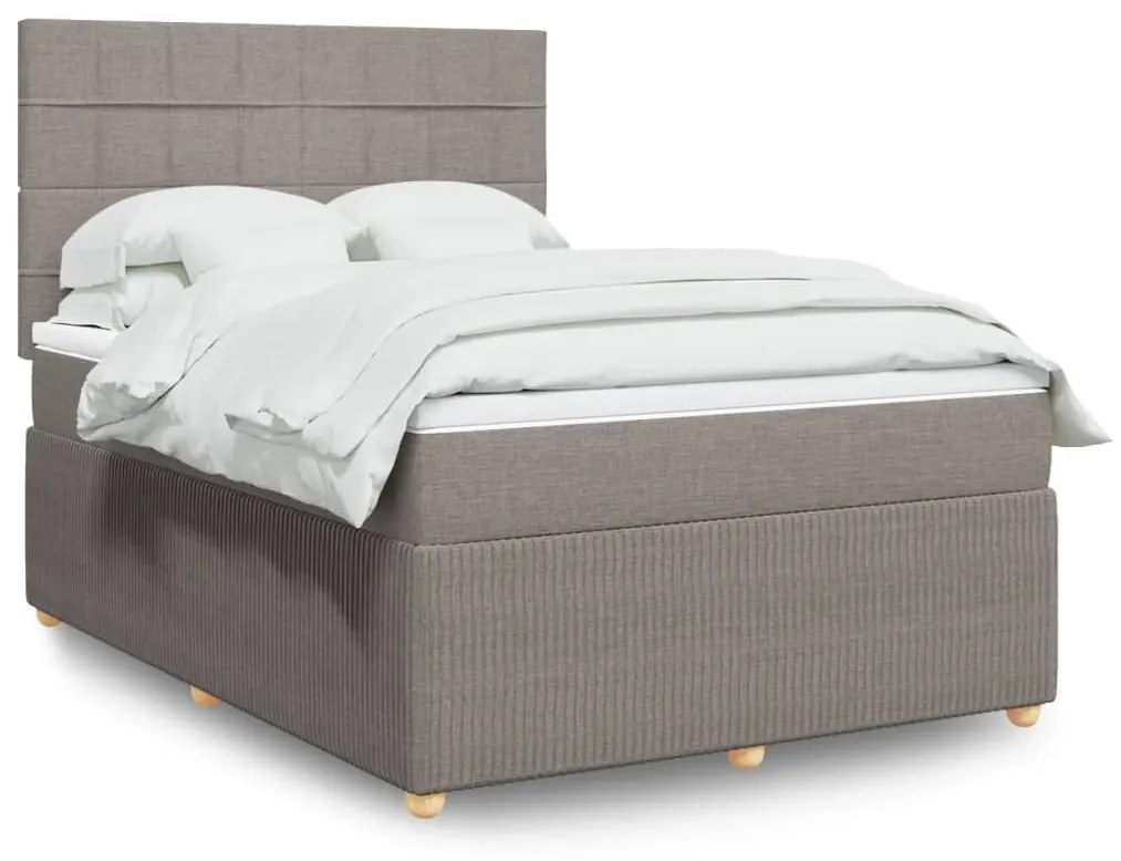 vidaXL Κρεβάτι Boxspring με Στρώμα Taupe 140x200 εκ. Υφασμάτινο