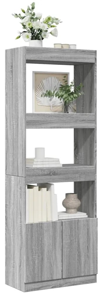 vidaXL Ντουλάπι Γκρι Sonoma 63x33x180 εκ. από Επεξεργασμένο Ξύλο