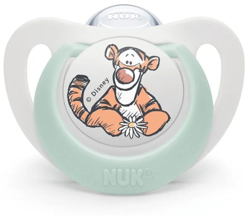 Πιπίλα Ορθοδοντική Star Disney Tiger Με Θήκη 10736939 6-18 Μηνών White-Mint Nuk Silicone