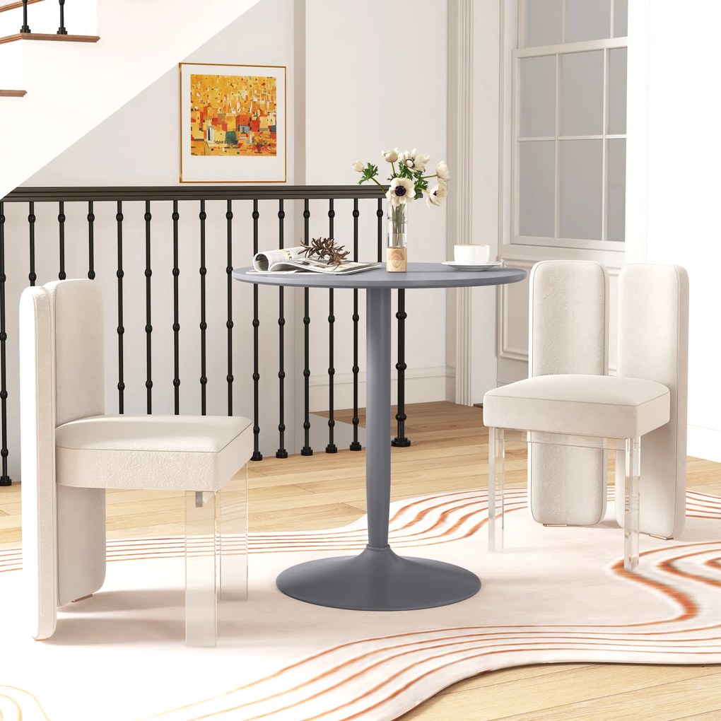 HOMCOM Τραπέζι Τραπεζαρίας για 2 άτομα, στρογγυλή επιφάνεια, ατσάλινο πόδι, Γκρι, 70 x 70 x 75 cm