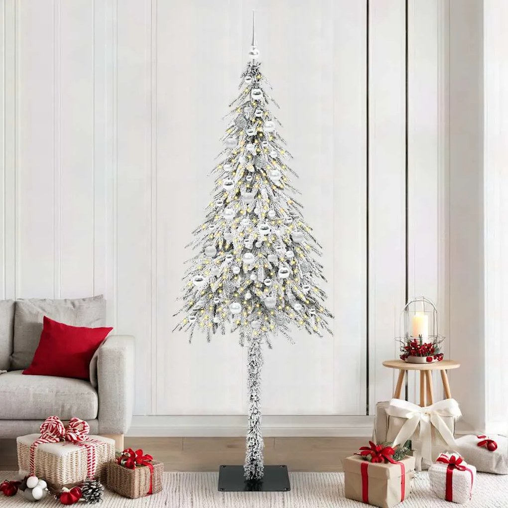 vidaXL Χριστουγεννιάτικο Δέντρο με 300 LED Λευκό 210 cm ΠΕ και Ατσάλι