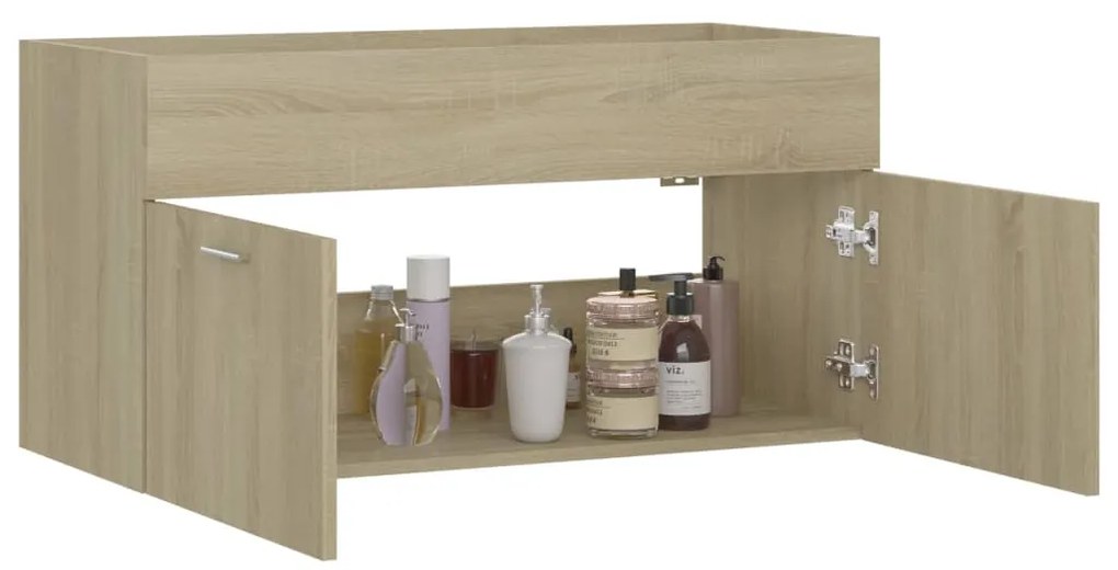 vidaXL Ντουλάπι Νιπτήρα Sonoma Δρυς 90 x 38,5 x 46 εκ. από Επεξ. Ξύλο
