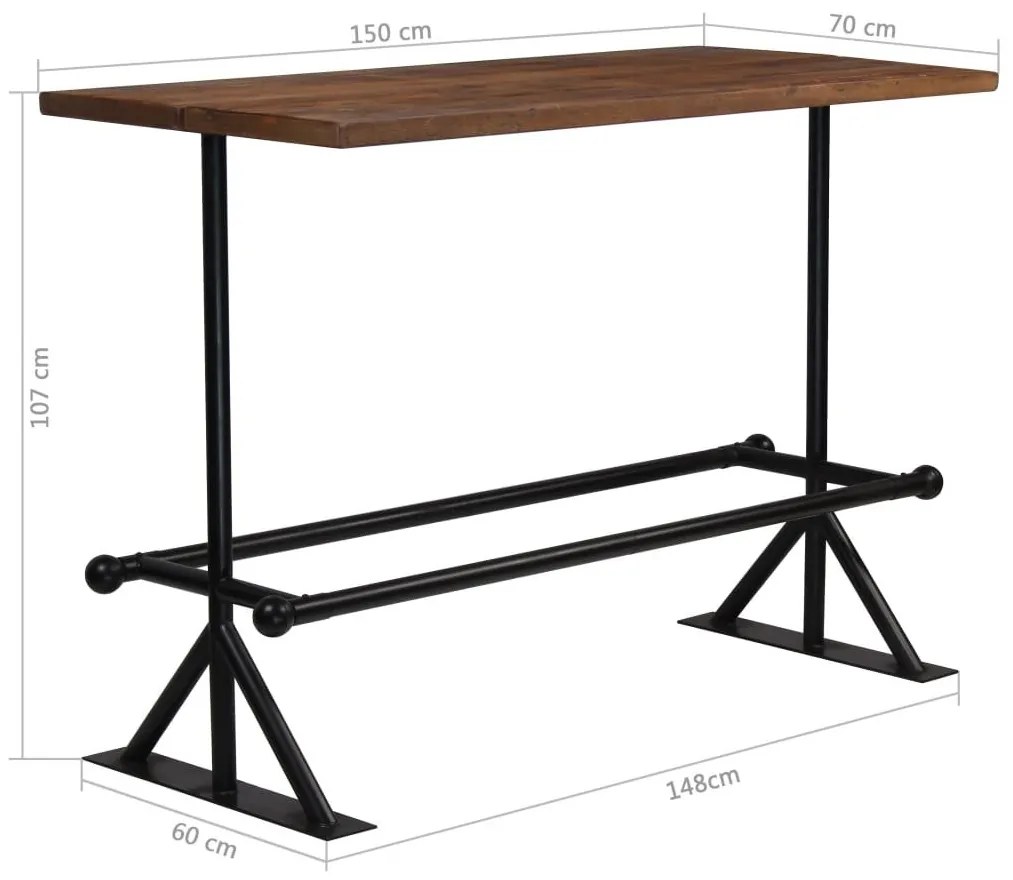 Τραπέζι Μπαρ Σκούρο Καφέ 150x70x107 εκ. Μασίφ Ανακυκλωμένο Ξύλο - Καφέ
