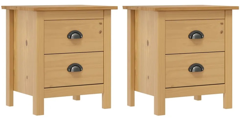 vidaXL Κομοδίνα Hill 2 Τεμ. 46 x 35 x 49,5 εκ. από Μασίφ Ξύλο Πεύκου