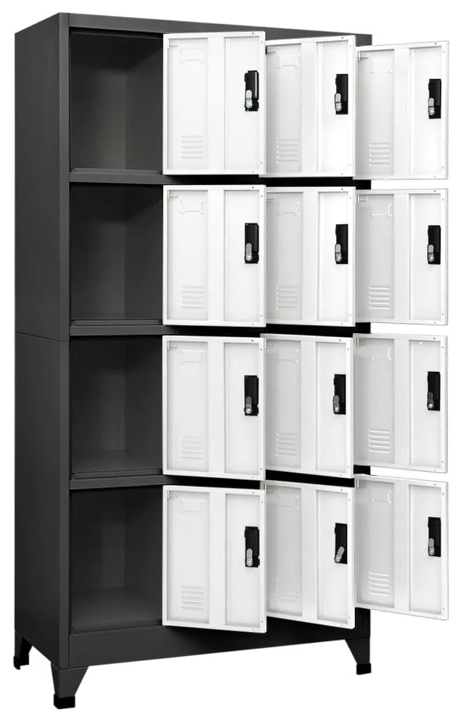 vidaXL Φοριαμός Ανθρακί και Λευκός 90 x 45 x 180 εκ. Ατσάλινος