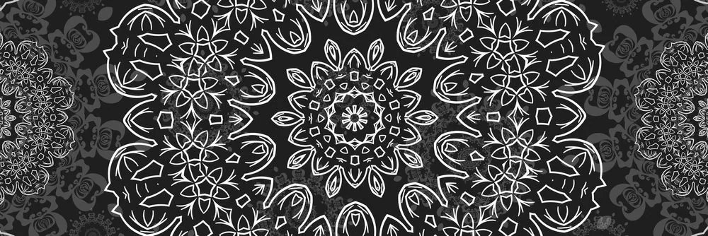 Εικόνα Mandala με αφηρημένο σχέδιο σε ασπρόμαυρο - 150x50