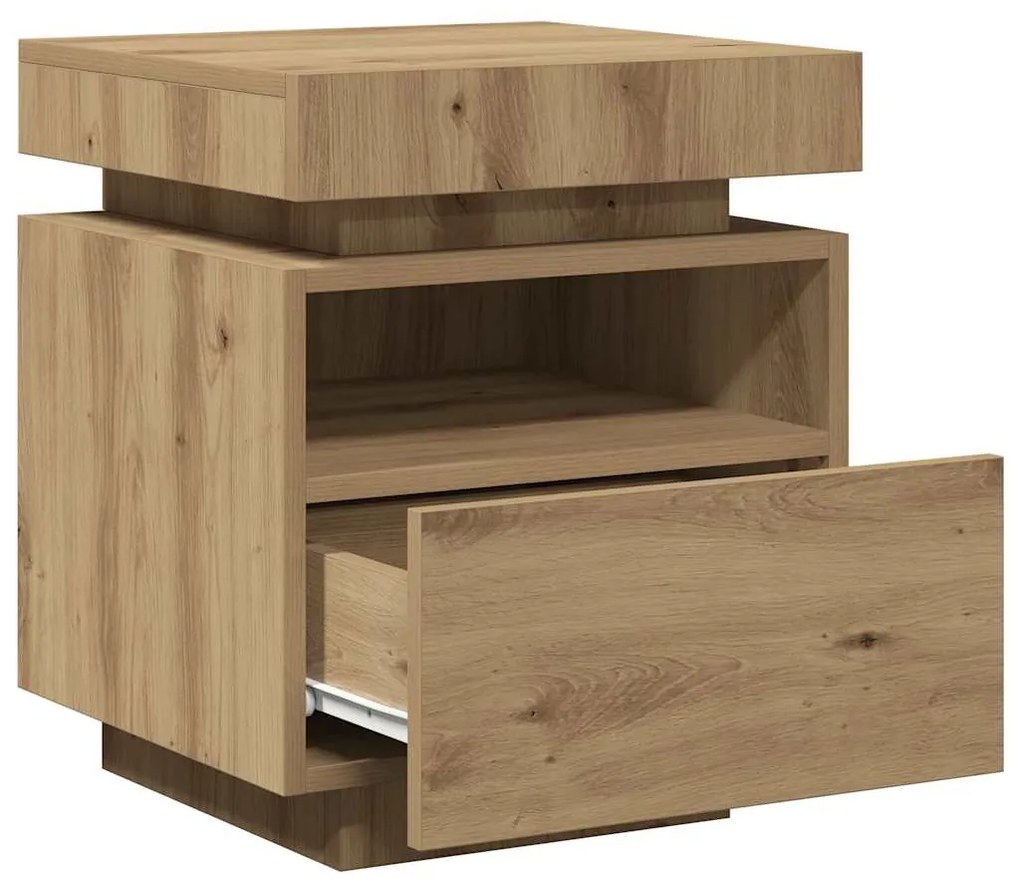 vidaXL Κομοδίνο με φώτα LED Artisan Oak 40x39x48,5 cm