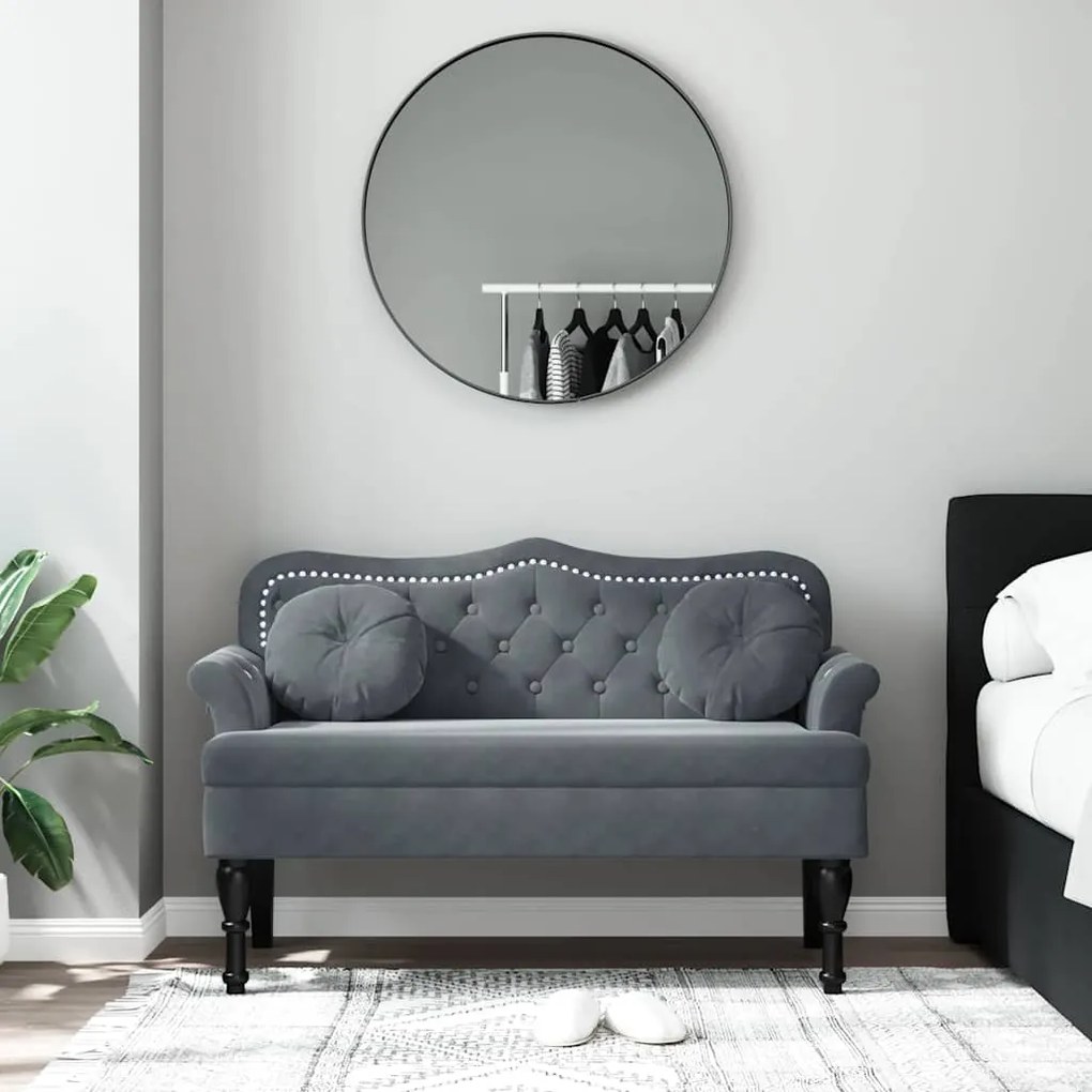 vidaXL Παγκάκι Σκούρο Γκρι 120,5 x 65 x 75 εκ. Βελούδινο με Μαξιλάρια
