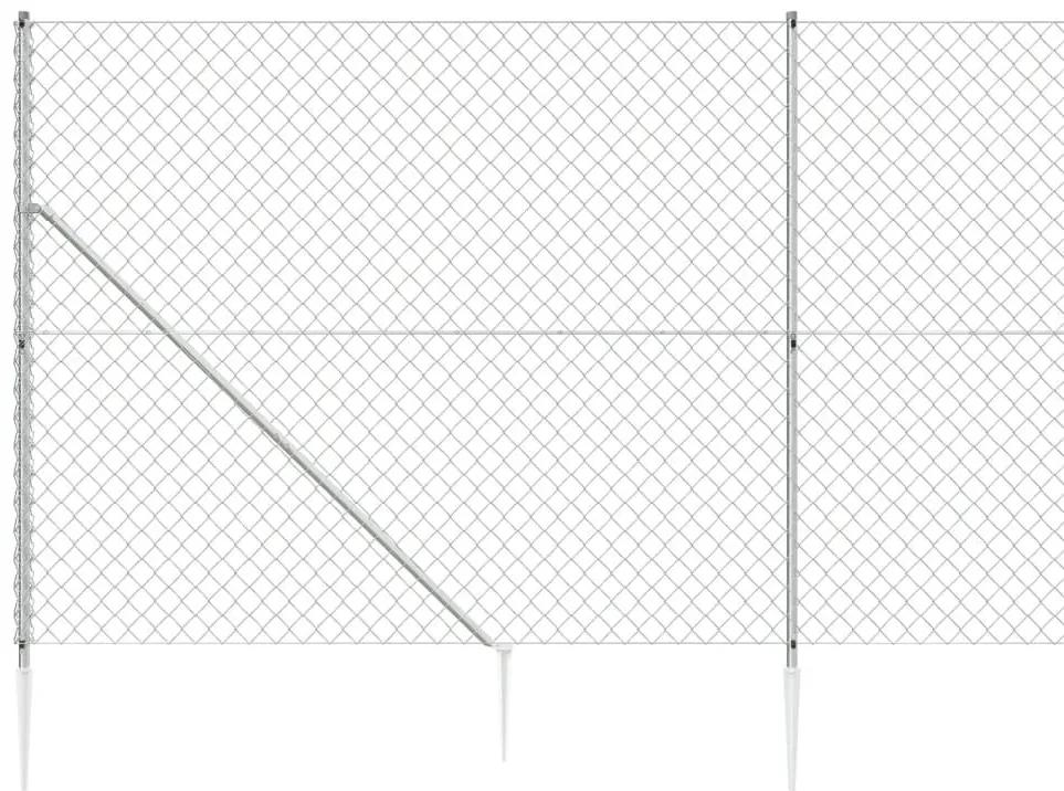 Συρματόπλεγμα Περίφραξης Ασημί 2 x 25 μ. με Καρφωτές Βάσεις - Ασήμι