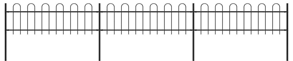 Φράχτης Κήπου με Κορυφή από Ατσάλι Μαύρο 537 x 60 εκ.
