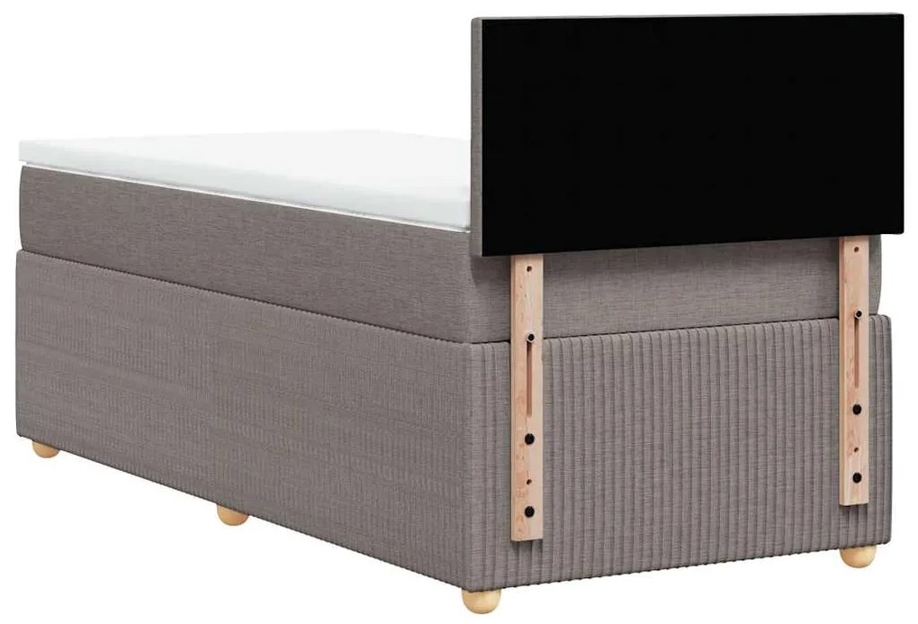 vidaXL Κρεβάτι Boxspring με Στρώμα Taupe 90x190 εκ.Υφασμάτινο